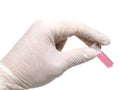 Hand holding microcentrifuge tube Royalty Free Stock Photo