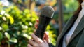The hand holding microphone.AI generated image Royalty Free Stock Photo
