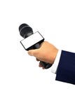 Hand Holding Microphone for Interview Royalty Free Stock Photo