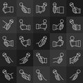Hand holding a microphone vector icons set in thin line style Royalty Free Stock Photo