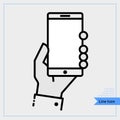 Hand holding mobile phone icon - Professional, Pixel-aligned, Pixel Perfect, Editable Stroke, Easy Scalablility