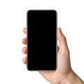 A hand holding a modern smartphone with a blank screen Royalty Free Stock Photo