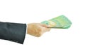 Hand holding money - Australian dollars Royalty Free Stock Photo