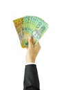 Hand holding money - Australian dollars Royalty Free Stock Photo