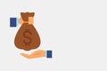 Hand holding money bag template with copy space Royalty Free Stock Photo