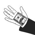 Hand holding money bill illustration Royalty Free Stock Photo