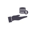 Hand holding money. Save money icon, salary money, invest finance, hand holding dollar logo design.