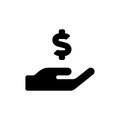 Hand holding money vector icon. Hand with dollar symbol isolated. Vector illustration EPS 10 Royalty Free Stock Photo