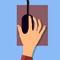 Hand holding a mouse icon flat design Vector Royalty Free Stock Photo