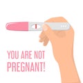 Hand holding a negative pregnancy test vector isolated