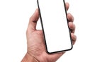 Hand holding, New version of black slim smartphone similar to iphone x Royalty Free Stock Photo