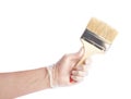 Hand holding a new wide brush Royalty Free Stock Photo