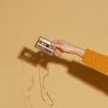 Hand holding an old cassette tape Royalty Free Stock Photo