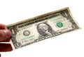 Hand holding one dollar bill Royalty Free Stock Photo
