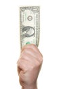Hand holding one dollar bill Royalty Free Stock Photo
