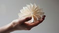 A hand holding a paper accordionlike structure with each fold strategically p to create a unique and complex shape Royalty Free Stock Photo