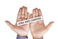 Hand Holding Paper With Jobs Career Text