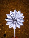 Hand holding paper sunflower Royalty Free Stock Photo