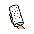 hand holding paper towel roll color icon vector illustration Royalty Free Stock Photo