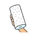 hand holding paper towel roll color icon vector illustration Royalty Free Stock Photo