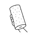 hand holding paper towel roll line icon vector illustration Royalty Free Stock Photo