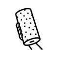 hand holding paper towel roll line icon vector illustration Royalty Free Stock Photo