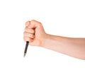 Hand holding a pen isolated Royalty Free Stock Photo