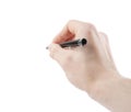 Hand holding a pen isolated on white Royalty Free Stock Photo