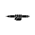 Hand holding a pen. Logo and icon design. Isolated vector illustration. Royalty Free Stock Photo