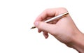 Hand holding pen and writing signing Royalty Free Stock Photo