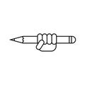 Hand holding a pencil. Logo and icon design. Isolated vector illustration. Royalty Free Stock Photo