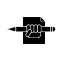 Hand holding a pencil. Logo and icon design. Isolated vector illustration. Royalty Free Stock Photo