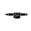 Hand holding a pencil. Logo and icon design. Isolated vector illustration. Royalty Free Stock Photo