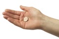 Hand holding a penny