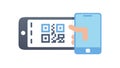Hand Holding Phone Scanning QR Code, Mobile Barcode Reader, vector design Generative AI Royalty Free Stock Photo