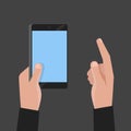 Hand holding phone and touch smartphone screen illustration