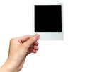 Hand holding photo frame on isolated white with clipping path Royalty Free Stock Photo