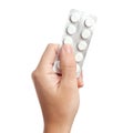 Hand holding pills Royalty Free Stock Photo