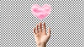 Hand holding pink heart on checkered background Royalty Free Stock Photo