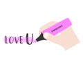 Hand holding pink highlighter Royalty Free Stock Photo