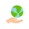 Hand holding planet icon, nature protection, vector illustration Royalty Free Stock Photo