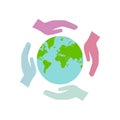 Hand holding planet icon, nature protection, vector illustration Royalty Free Stock Photo