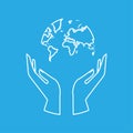 Hand holding planet icon, nature protection, vector illustration Royalty Free Stock Photo