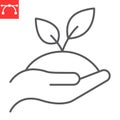 Hand holding plant line icon Royalty Free Stock Photo