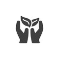 Hand holding plant vector icon. Royalty Free Stock Photo