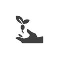 Hand holding plant vector icon Royalty Free Stock Photo