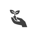 Hand holding plant vector icon Royalty Free Stock Photo