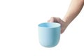 Hand holding plastic cup like a pouring Royalty Free Stock Photo