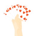 Hand Holding Playing Cards. Vector