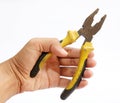 Hand holding a pliers Royalty Free Stock Photo